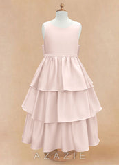Azazie Margie Blushing Pink A-Line Bow Stretch Satin Dress blushing_pink