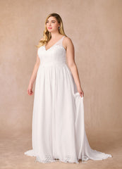 Azazie Carmella Wedding Dress Diamond White A-Line Sequins Chiffon Dress diamond_white