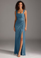 Azazie Jesaphine Bermuda Sheath Bow Stretch Satin Dress