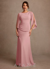 Azazie Anaheim Dusty Rose A-Line Pleated Chiffon Dress