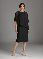 Azazie Sparrow Black Sheath Sequins Chiffon Dress