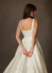 Azazie Priah Antique White Ball-Gown Sweetheart Neckline Floral Jacquard Dress antique_white