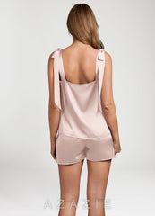Satin Bow Tank and Shorts Pajama Set blushing_pink