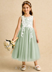 Azazie Sundae Dusty Sage Ball-Gown Lace Dress dusty_sage