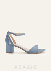 Matching Color Matte Satin Ankle Strap Block Heels
