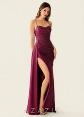 Drape Ankara Red Satin Prom Dress