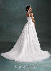 Azazie Jasmine Diamond White Ball-Gown Stretch Mikado Dress diamond_white