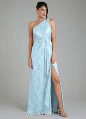 Azazie Apryl Sky Blue A-Line One Shoulder Floral Jacquard Burnout Dress sky_blue