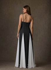 Azazie Anika Black Diamond White A-Line Sweetheart Neckline Stretch Crepe Dress black/diamond_white