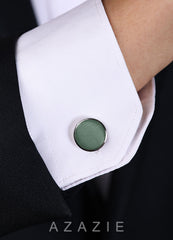 Rounded Matte Satin Cuff Links eucalyptus