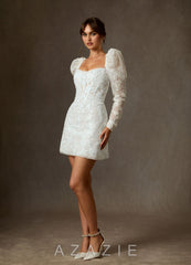 Azazie Winter Diamond White A-Line Strapless Lace Dress diamond_white
