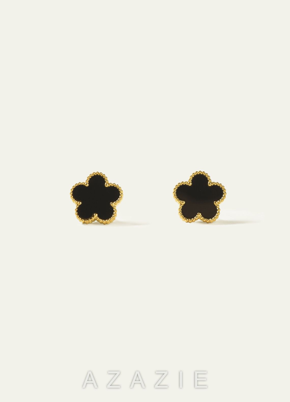 18K Gold Plated Stainless Steel Five-Leaf Clover Charm Earrings