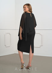Azazie Sparrow Black Sheath Sequins Chiffon Dress black