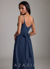 Azazie Kali Dark Navy A-Line Pleated Chiffon Dress dark_navy