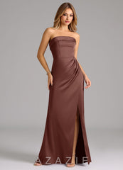 Azazie Aretha Espresso A-Line Strapless Stretch Satin Convertible Dress espresso