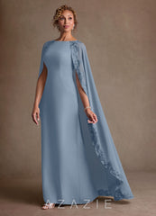 Azazie Artemisia Dusty Blue Sheath Lace Chiffon Dress dusty_blue