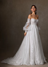Azazie Elowyn Diamond White Ball-Gown Strapless Lace Dress
