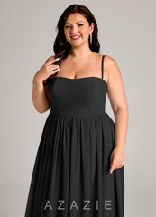 Azazie Calianna Black A-Line Off the Shoulder Chiffon Convertible Dress black