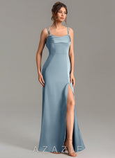 Azazie Egypt Dusty Blue Mermaid Sweetheart Neckline Stretch Satin Dress