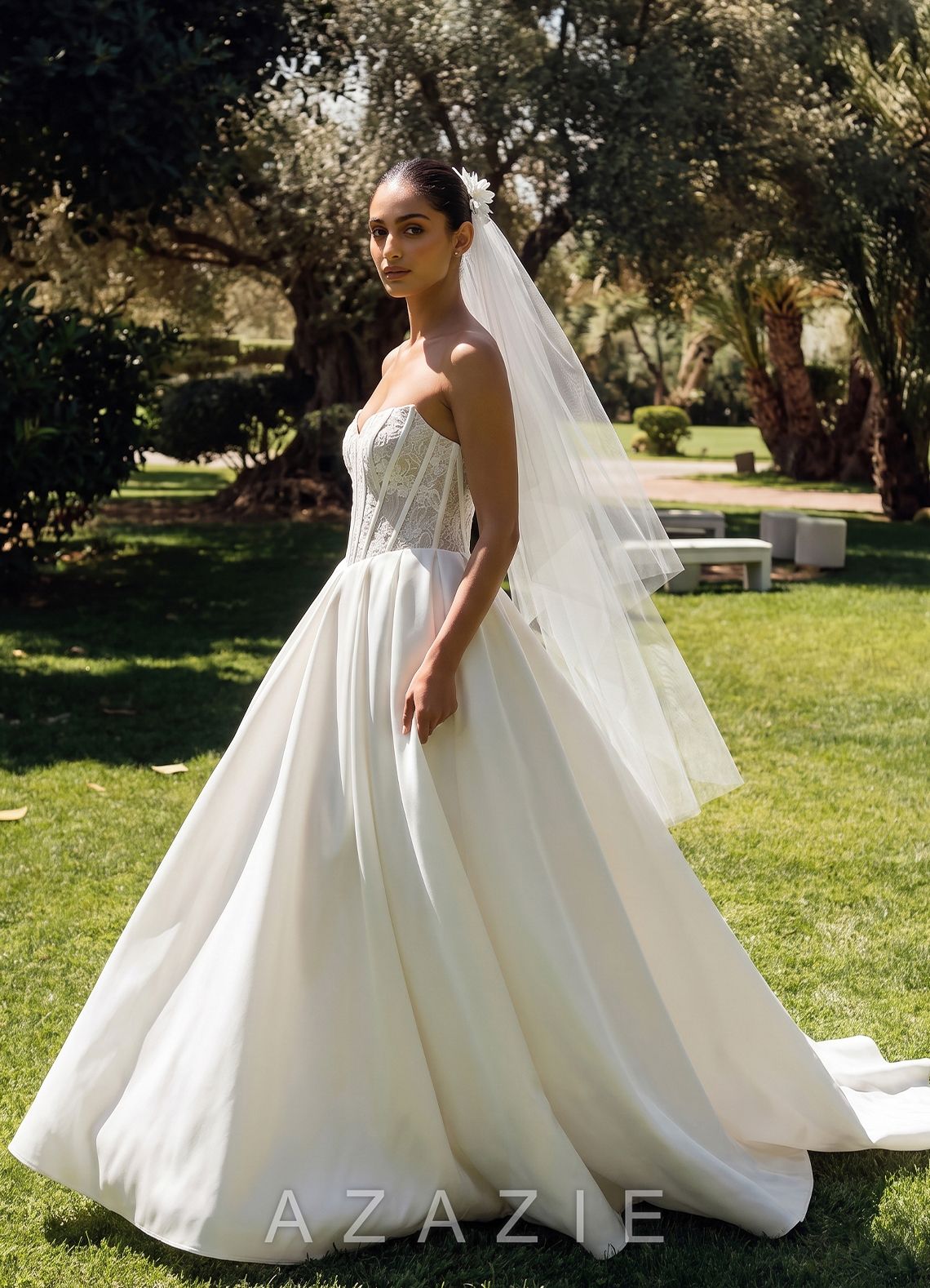 Double Layer Lace Applique Tulle Waltz Veil