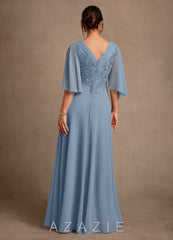 Azazie Tilda Dusty Blue A-Line Lace Chiffon Dress dusty_blue