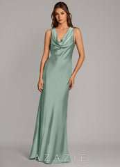 Azazie Cheryl Agave Mermaid Stretch Satin Dress agave