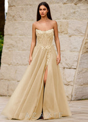 Brilliance Champagne Glitter Prom Dress