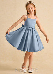 Azazie Davine Dusty Blue A-Line Spaghetti Strap Matte Satin Dress dusty_blue