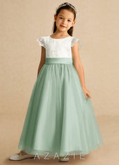 Azazie Pookie Agave A-Line Lace Tulle Dress