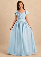 Azazie Taylor Girls Formal Sky Blue A-Line Sweetheart Neckline Chiffon Dress sky_blue