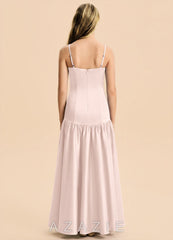 Azazie Romi Junior Blushing Pink A-Line Pleated Stretch Satin Dress blushing_pink