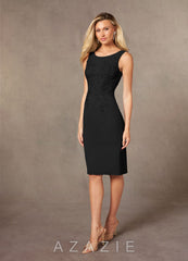 Azazie Ryne Black Sheath Lace Dress black
