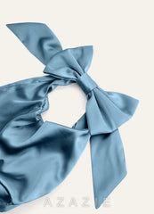 Matching Color Stretch Satin Bow Handbag steel_blue