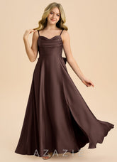 Azazie Bear Junior Ganache A-Line Sweetheart Neckline Stretch Satin Dress