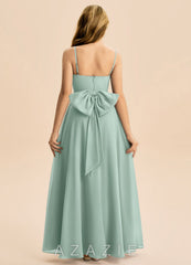 Azazie Bear Junior Agave A-Line Pleated Chiffon Dress agave