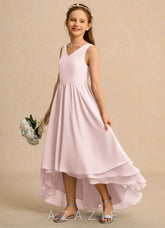 Azazie Kitten Girls Formal Blushing Pink A-Line Chiffon Dress