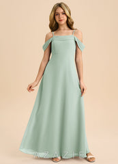Azazie Anselie Junior Agave A-Line Off the Shoulder Chiffon Dress