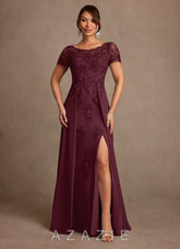 Azazie Alva Cabernet A-Line Lace Dress