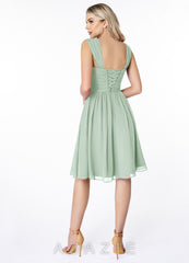 Azazie Angie Agave A-Line Corset Chiffon Dress agave