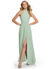 Azazie Clarice Agave A-Line Halter Chiffon Dress