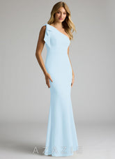 Azazie Rinna Sky Blue Mermaid One Shoulder Stretch Crepe Dress