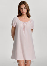 Woven Cotton Puff Sleeve Nightgown