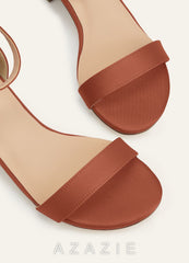 Matching Color Matte Satin One Strap Girls' Heel Sandals