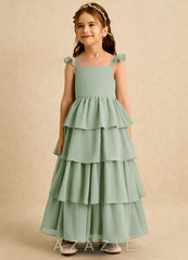 Azazie Boba Dusty Sage A-Line Square Neckline Chiffon Dress dusty_sage