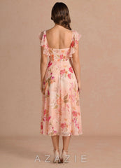 Romilly {color} Midi Dress sp_abstract_bouquet_floral_#111401