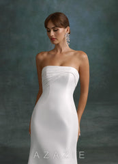 Azazie Vivianna Diamond White Mermaid Strapless Mikado Dress diamond_white