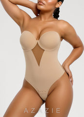 Strapless Cupped Seamless Thong Bodysuit