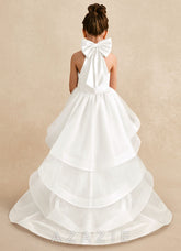Azazie Bev Ivory A-Line Convertible Tulle Dress