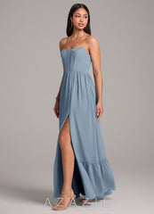 Azazie Kailee Dusty Blue A-Line with Pockets Chiffon Dress dusty_blue