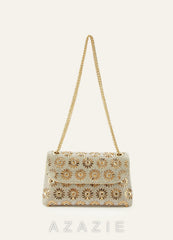 Rhinestone Sunburst Shoulder Bag gold